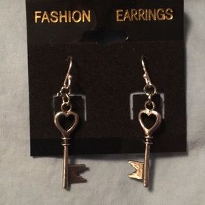 Heart key earrings